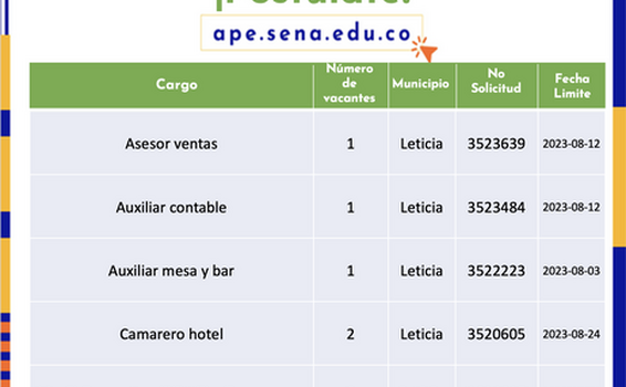 #SENAesEmpleo ¡Conoce las vacantes disponibles en nuestra Agencia Pública de Empleo! #SENAesEmpleo ¡Conoce las vacantes disponibles en nuestra Agencia Pública de Empleo!