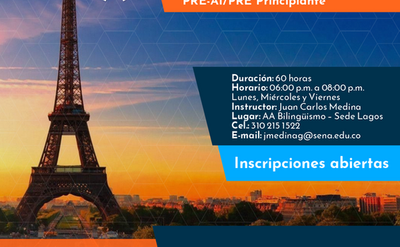 Aprende un nuevo idioma con el SENA! 🗣🤩 Inscripciones abiertas para el complementario Comunicación en Francés PRE-A1 (Pre Principiante) del SENA Regional Amazonas 🇫🇷 😎 Aprende un nuevo idioma con el SENA! 🗣🤩 Inscripciones abiertas para el complementario Comunicación en Francés PRE-A1 (Pre Principiante) del SENA Regional Amazonas 🇫🇷 😎