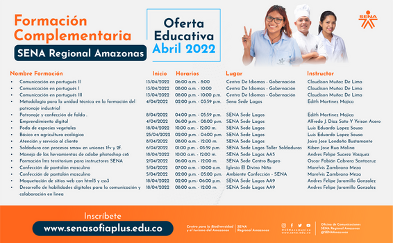 #EstudiaEnElSENA ¡Ya están abiertas las inscripciones para las formaciones complementarias del mes de Abril!