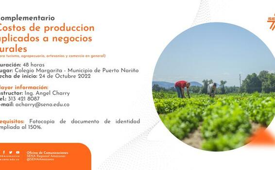 #PuertoNariño El SENA tiene para ti el curso Costos de producción aplicados a negocios rurales  (Duración: 48 horas)📈💲🧑‍🌾