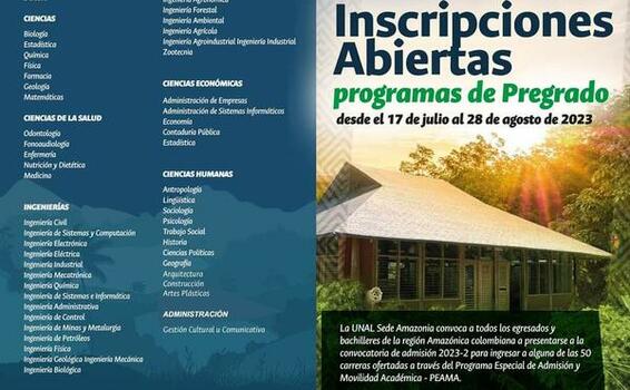 Abiertas las inscripciones para estudiar en UNAL