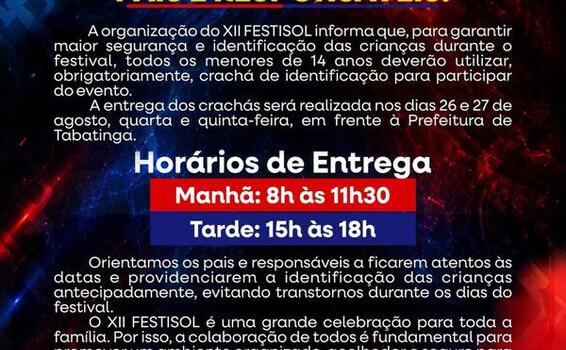 📢 ATENÇÃO PAIS, MÃES E RESPONSÁVEIS!