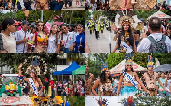 LA BELLEZA AMAZÓNICA DESFILÓ CON TRAJES TÍPICOS POR LAS CALLES DE LETICIA 