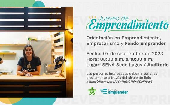 Te esperamos el 7 de septiembre en nuestra próxima jornada #JuevesdeEmprendimiento SENA