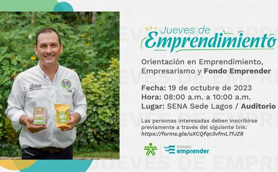  😲🤩 Participa este 19 de octubre en nuestra jornada de Orientación en Emprendimiento, Empresarismo y Fondo Emprender