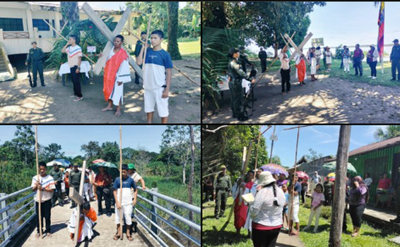 EN EL RESGUARDO INDÍGENA SAN SOFÍA, LA POLICÍA NACIONAL, PARTICIPÓ DE LAS ACTIVIDADES EUCARÍSTICAS DEL VIERNES SANTO. ACOMPAÑAMOS A LOS FELIGRESES EN LA REPRESENTACIÓN DEL VIACRUCIS POR LOS PRINCIPALES SECTORES DE ESTA HERMOSA ZONA DEL PAÍS.