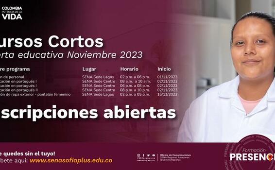 馃槑 En Noviembre el Centro para la Biodiversidad y el Turismo te trae #CursosCortosSENA en portugu茅s, confecci贸n y selecci贸n de personal 馃槑 En Noviembre el Centro para la Biodiversidad y el Turismo te trae #CursosCortosSENA en portugu茅s, confecci贸n y selecci贸n de personal