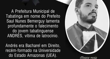 image for Prefeitura lamenta falecimento do jovem tabatinguense