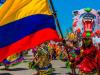 Bandera de Colombia en una feria